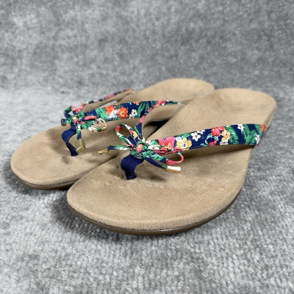 Vionic Flip Flops Sandals Women's 10 Floral Bella II Bow Comfort